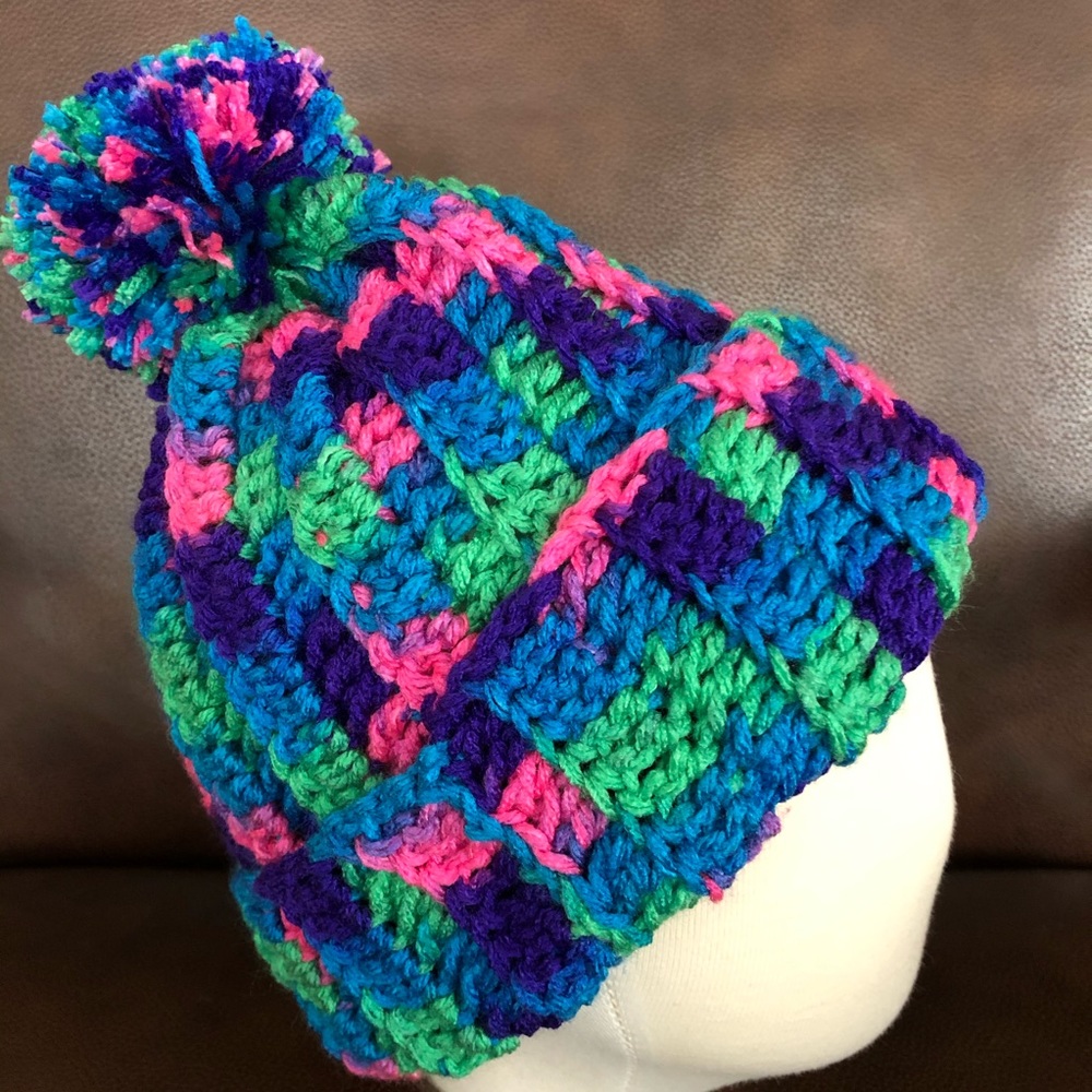 Toddler Pom Pom beanie 18-20 inches stretchy